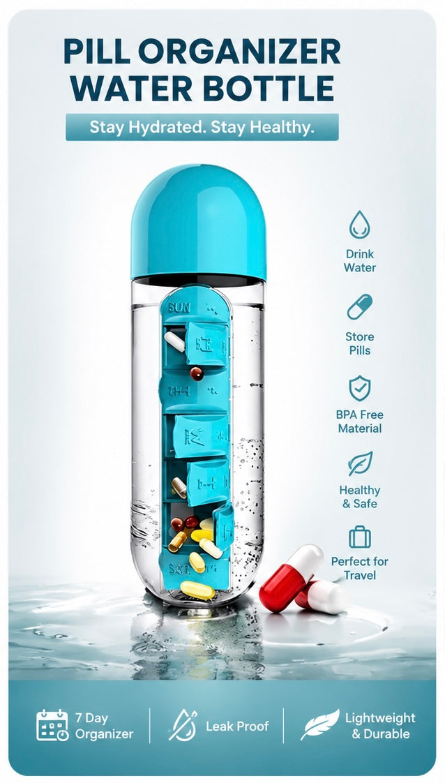 Pill Organizer Water Bottle 💊
